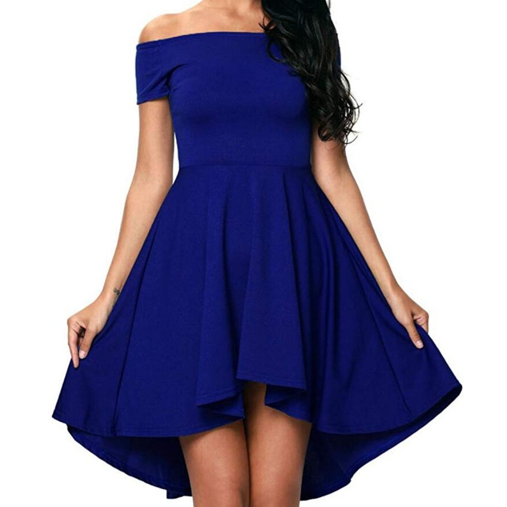 Royal Blue Off Shoulder Hi Lo Dress 12 L/XL